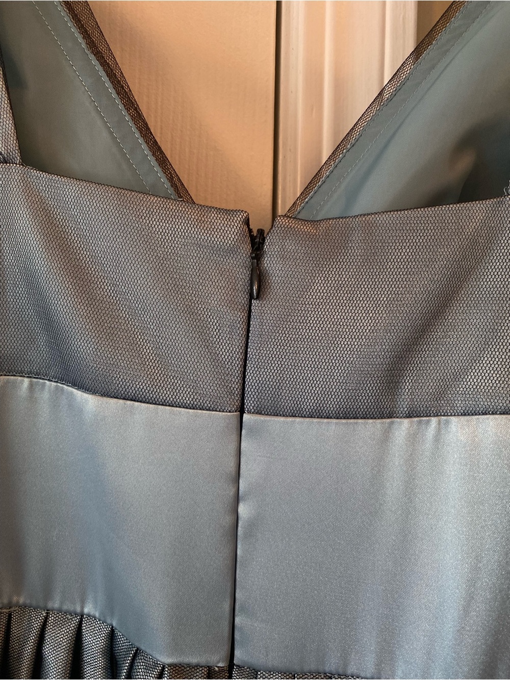 David's Bridal Blue Satin & Black Tulle Girls' Formal Dress - Picture 7 of 10